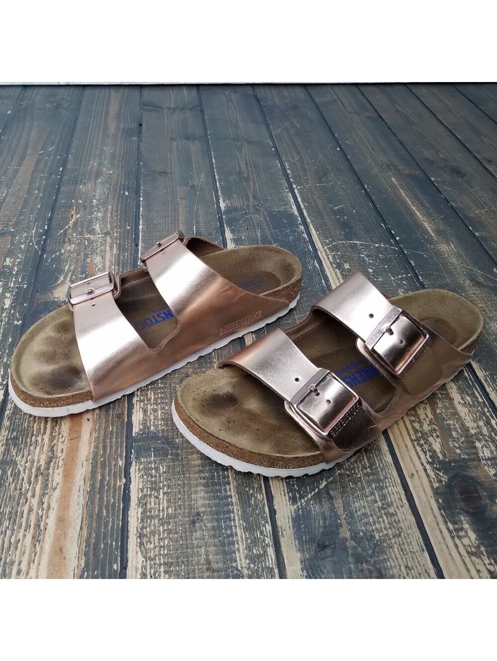 Birkenstock Arizona Soft Footbed Metallic Copper Sandals Size 37 Women's 6